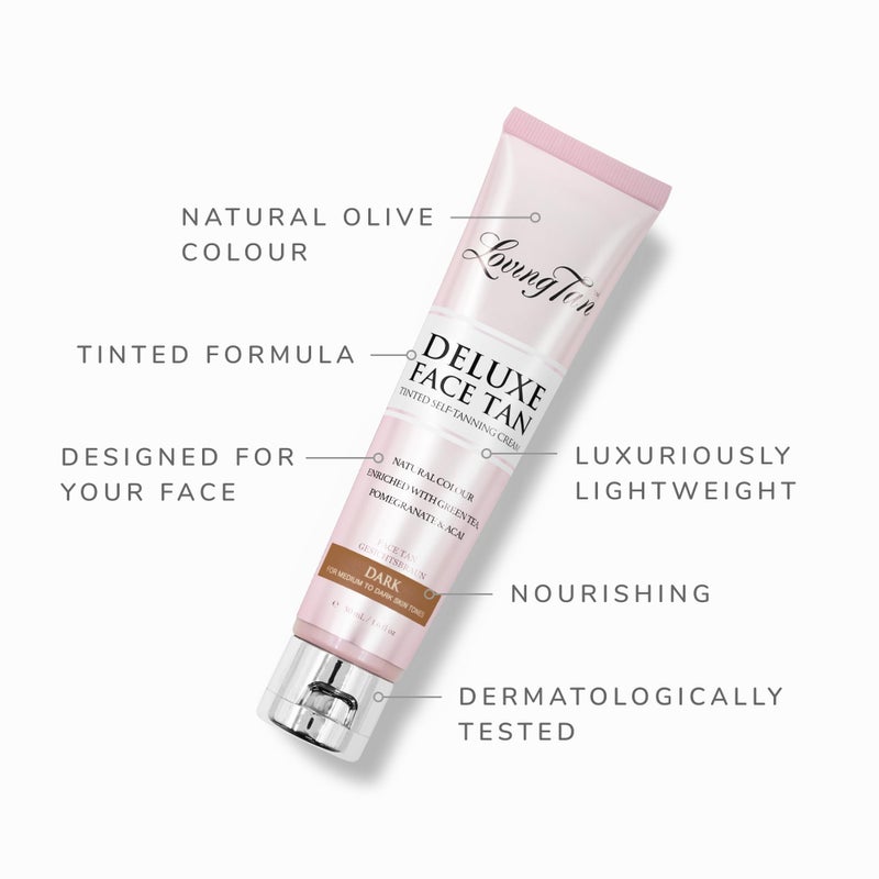 Loving Tan Deluxe Face Self Tanner, Dark - Streak Free, Natural, Professional Quality Sunless Tanning - 10+ Face Self Tanner Applications per Bottle, Cruelty Free, Naturally Derived DHA - 1.6 Fl Oz - Image 4