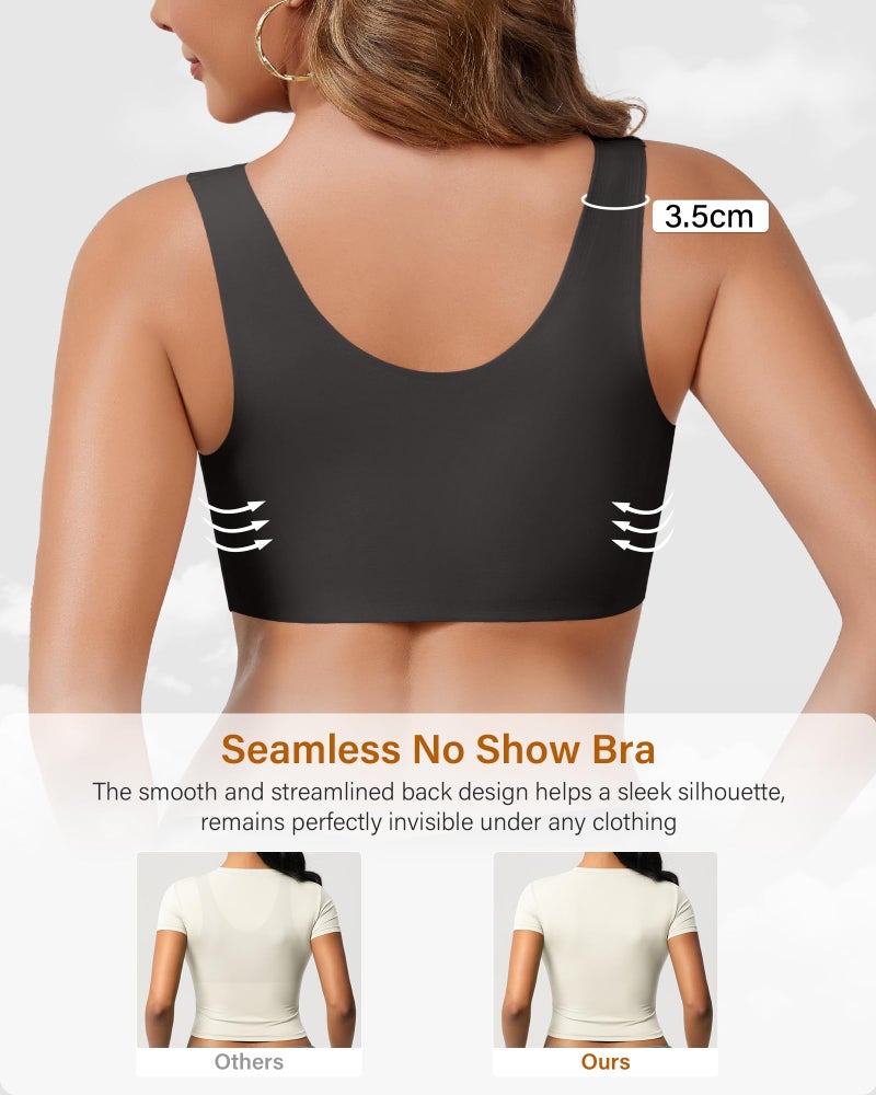 DEANGELMON Wireless Bras for Women No Underwire Seamless Full Coverage T-Shirt Pullover Sleep Bra Comfort Lounge Bralette(Black,L) - Image 5