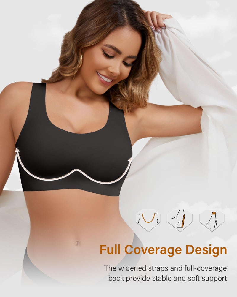 DEANGELMON Wireless Bras for Women No Underwire Seamless Full Coverage T-Shirt Pullover Sleep Bra Comfort Lounge Bralette(Black,L) - Image 4