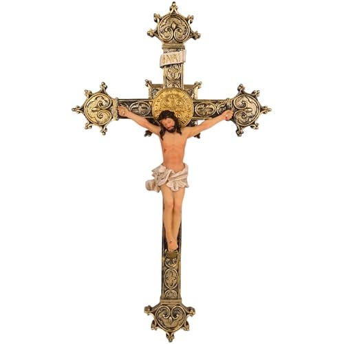 KariGhar Resin Holy Cross, Jesus Christ, Cross Jesus, Statue Catholic Wall Hanging Idol for Altar, Housewarming, Multicolour, 12 Inch - Image 1