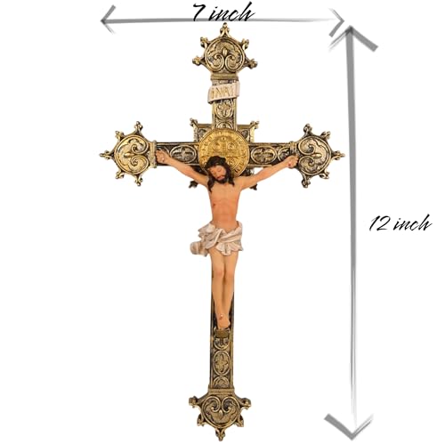 KariGhar Resin Holy Cross, Jesus Christ, Cross Jesus, Statue Catholic Wall Hanging Idol for Altar, Housewarming, Multicolour, 12 Inch - Image 2