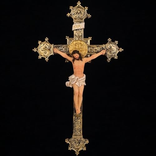 KariGhar Resin Holy Cross, Jesus Christ, Cross Jesus, Statue Catholic Wall Hanging Idol for Altar, Housewarming, Multicolour, 12 Inch - Image 3