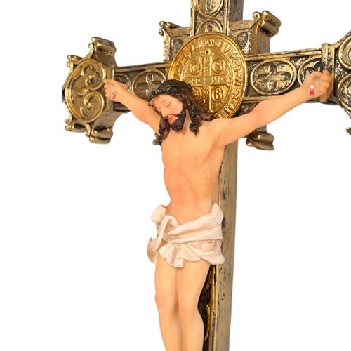KariGhar Resin Holy Cross, Jesus Christ, Cross Jesus, Statue Catholic Wall Hanging Idol for Altar, Housewarming, Multicolour, 12 Inch - Image 5