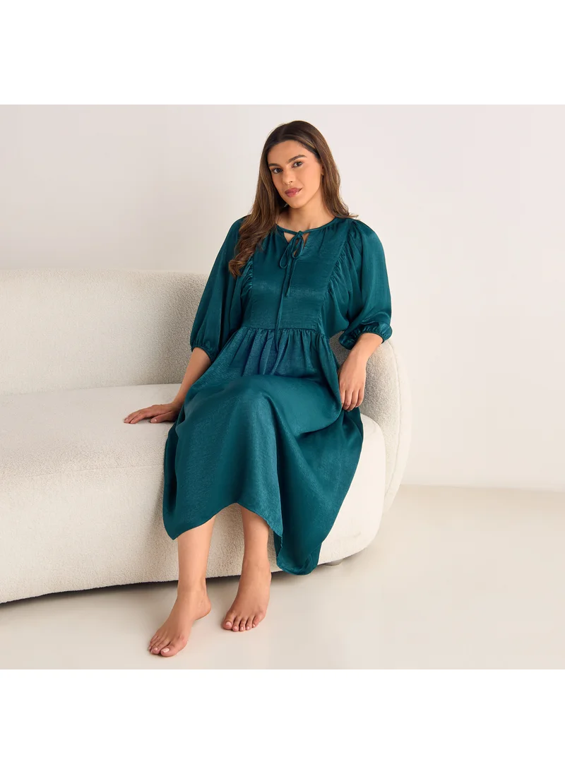 سبلاش فيڤ Tie-Up Detail Night Dress with Short Sleeves
