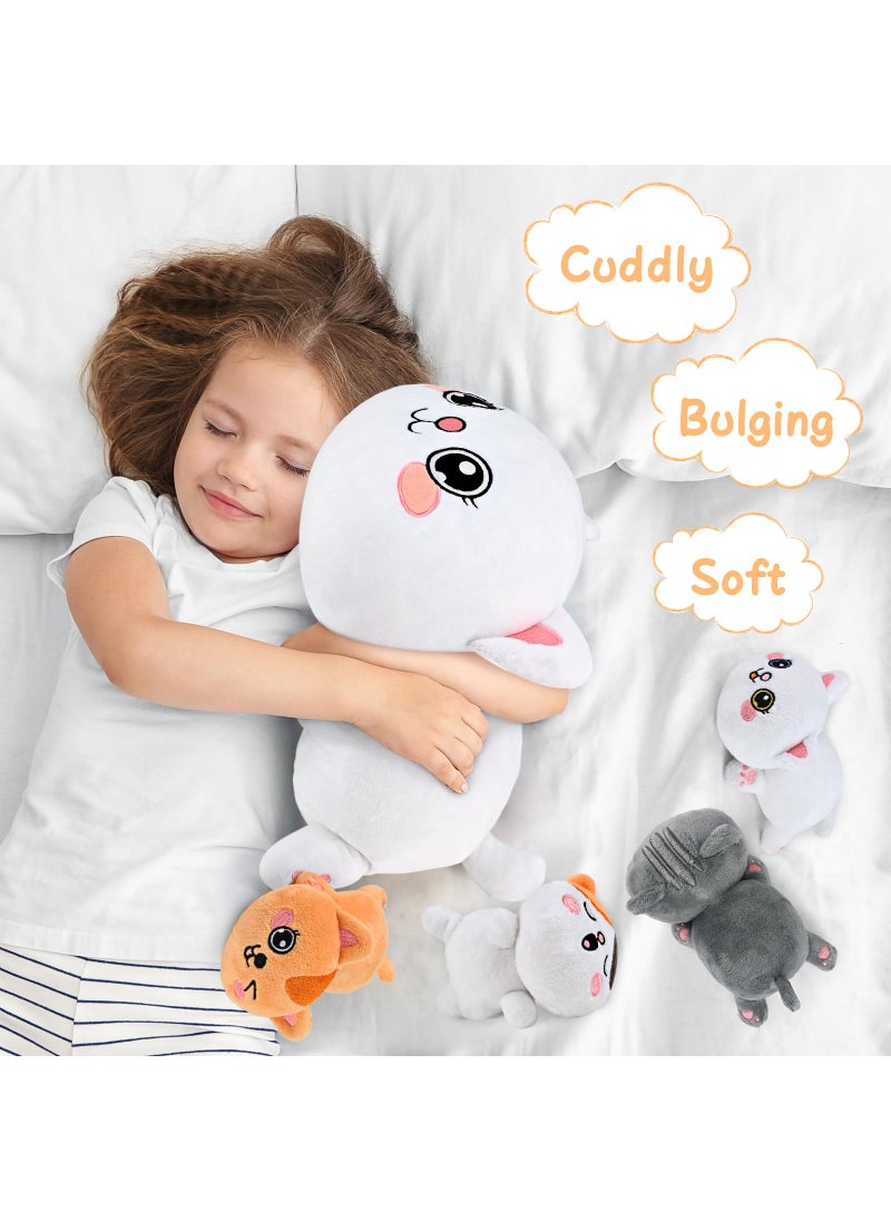 KMUYSL KMUYSL Cat Stuffed Animals Toys for Ages 3 4 5 6 7 8+ Years Old Kids - Mommy Cat with 4 Baby Kitty in Her Tummy, Idea Xmas Birthday Gifts for Baby, Toddler, Girls, Boys  - Image 5