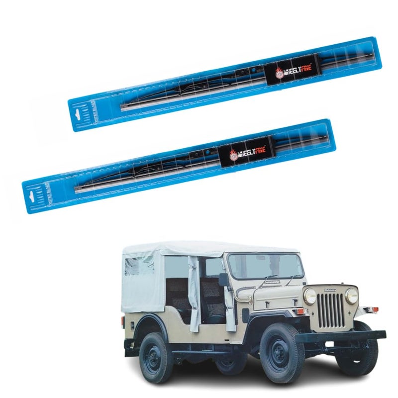 Wheelyfine Windshield Car Wiper Blades Metal Frame Water Repellant Cleaning Wiper Blades Refills Best for Mahindra Commander (1991-2009) Dr 12"/Pa 12" - Image 2