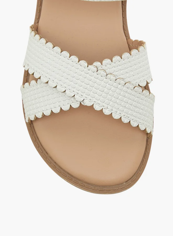 JUNIORS Girls Cross Strap Sandals with Hook and Loop Closure