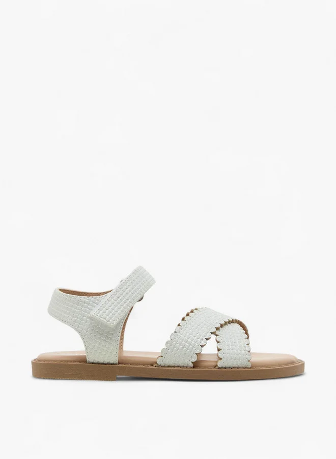 JUNIORS Girls Cross Strap Sandals with Hook and Loop Closure