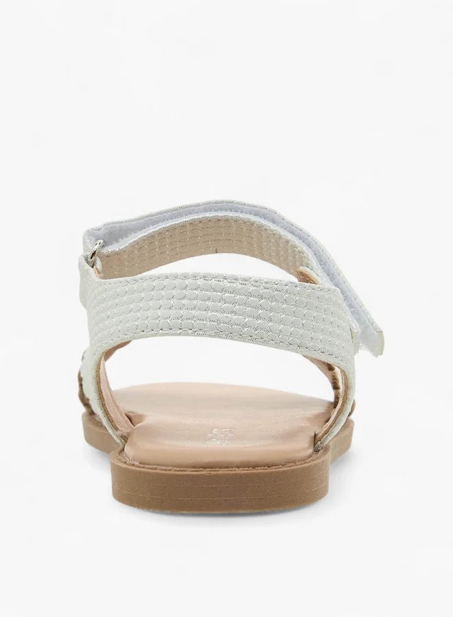 JUNIORS Girls Cross Strap Sandals with Hook and Loop Closure