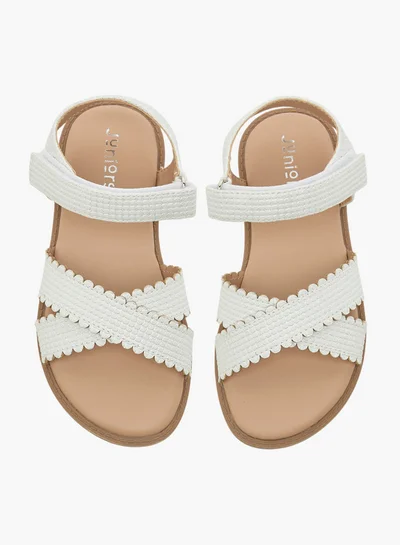 JUNIORS Girls Cross Strap Sandals with Hook and Loop Closure