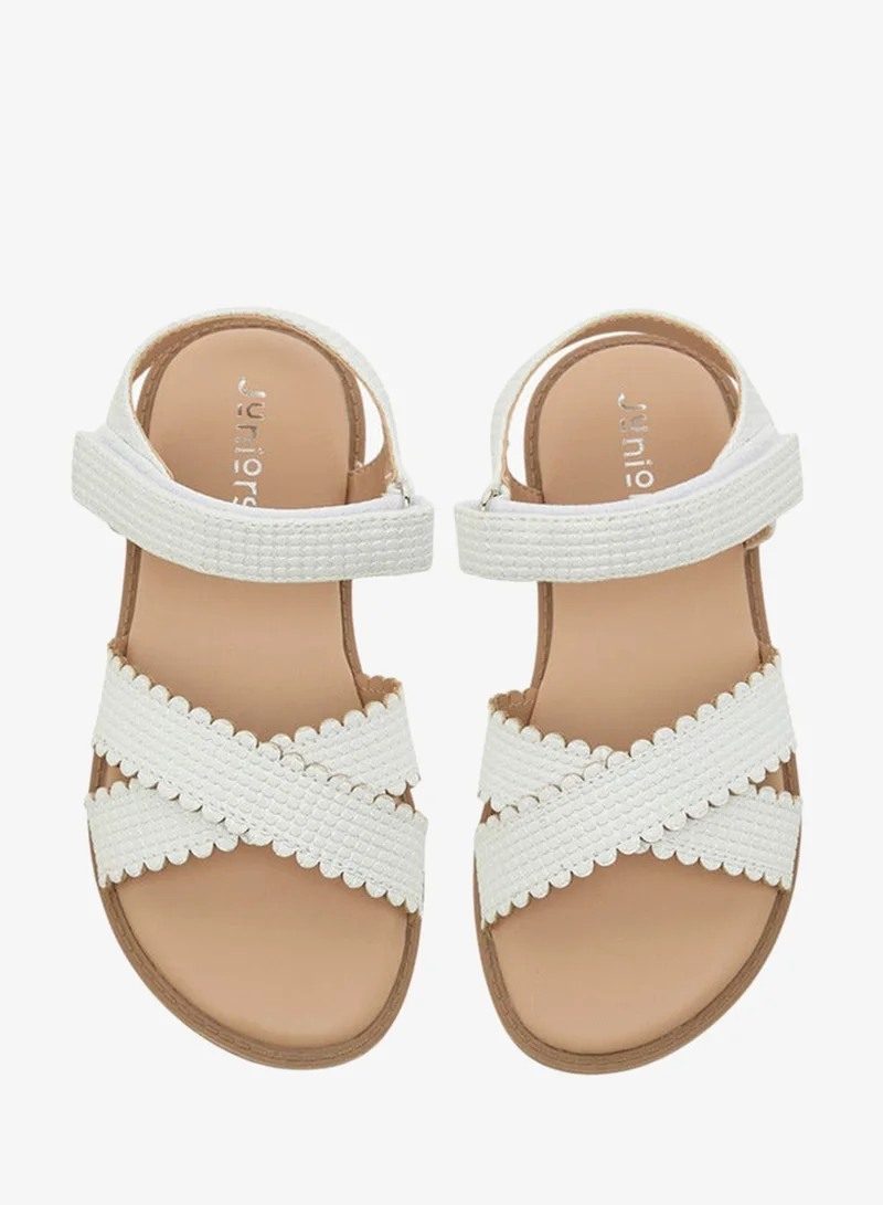 JUNIORS Girls Cross Strap Sandals with Hook and Loop Closure