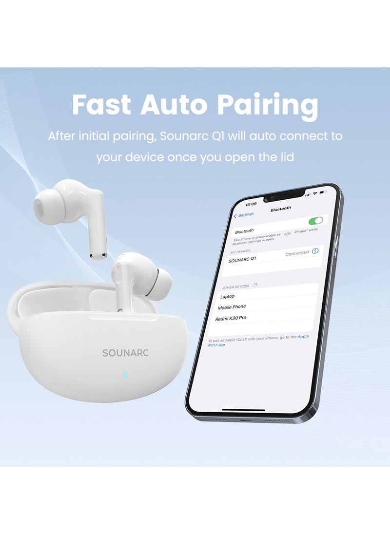 Sounarc - Sounarc Q1 Earbuds with Crystal Clear Call, Powerful Bass, Bluetooth 5.3 & 28 Hours of Playtime - Image 1