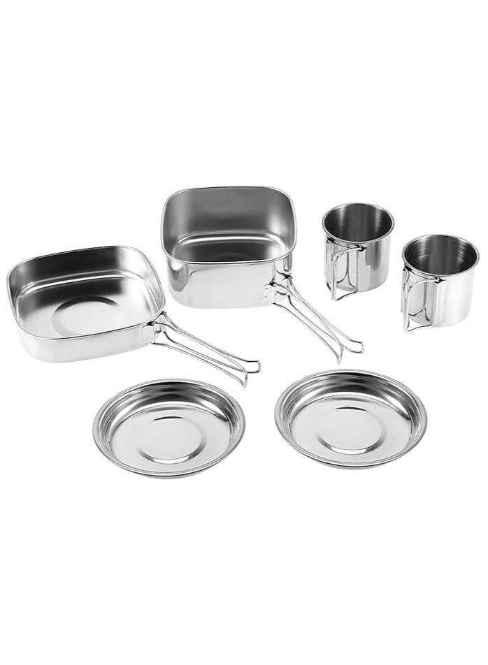 Master Gold 6 Piece Camping Cookware Set | Portable Stainless Steel Cookware Set for Trekking | Lightweight Set for Backpacking and Hiking Outdoors - Image 1