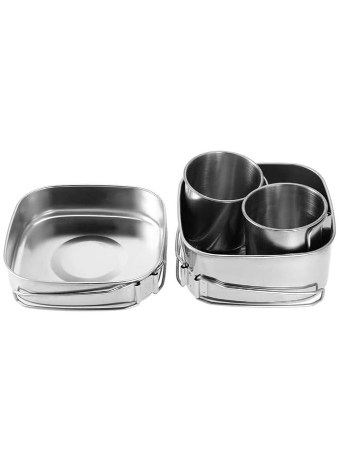Master Gold 6 Piece Camping Cookware Set | Portable Stainless Steel Cookware Set for Trekking | Lightweight Set for Backpacking and Hiking Outdoors - Image 2
