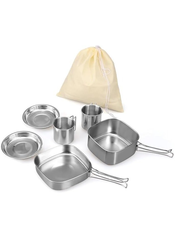 Master Gold 6 Piece Camping Cookware Set | Portable Stainless Steel Cookware Set for Trekking | Lightweight Set for Backpacking and Hiking Outdoors - Image 4
