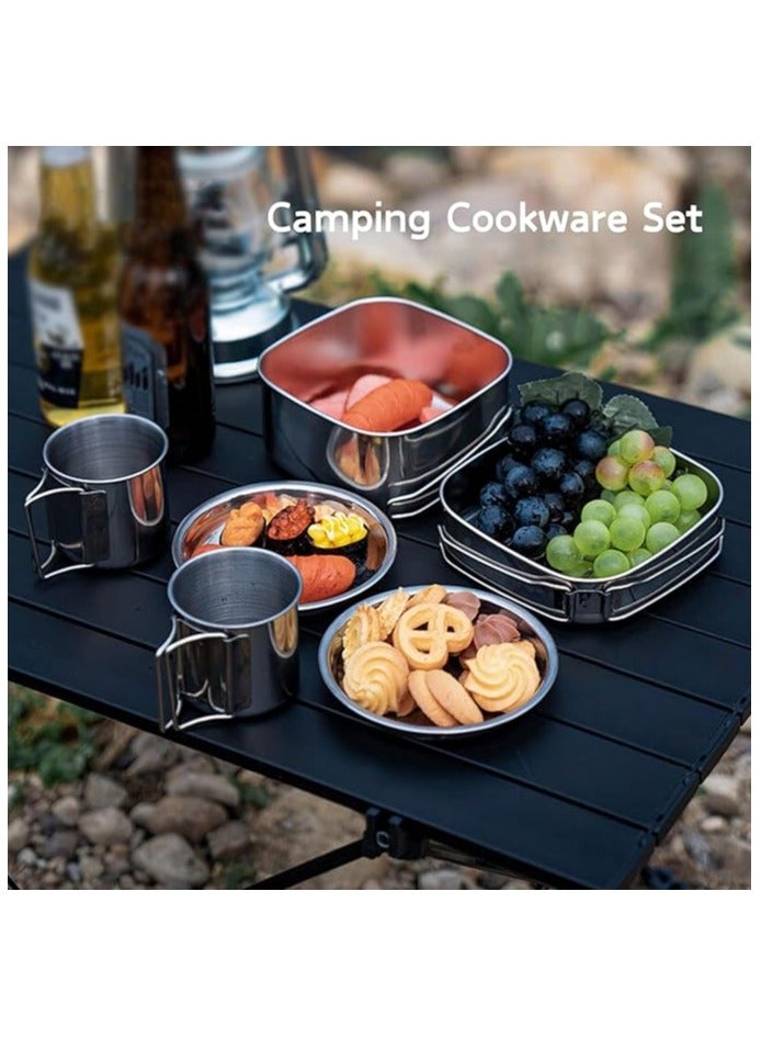 Master Gold 6 Piece Camping Cookware Set | Portable Stainless Steel Cookware Set for Trekking | Lightweight Set for Backpacking and Hiking Outdoors - Image 5