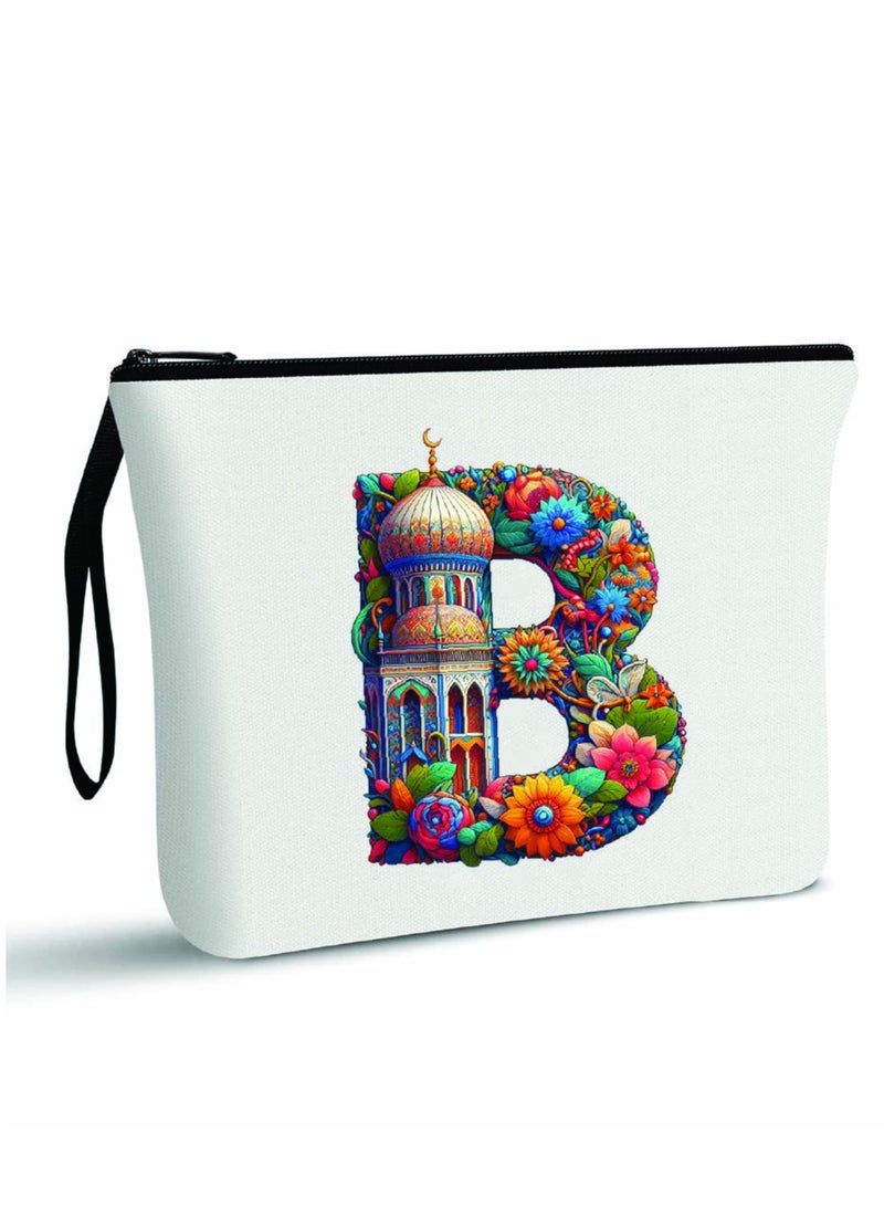 PRINTSHOP4ME Initial Monogram Cosmetic Pouch - Monogrammed Makeup Pouch - Perfect for Travel Organizer - Cosmetic Bag for Women - Gift for Ramadan - Initial Design Makeup Bag - Image 1