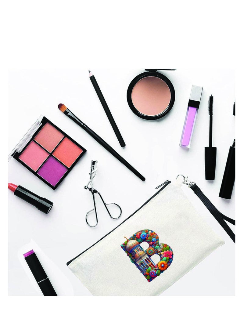 PRINTSHOP4ME Initial Monogram Cosmetic Pouch - Monogrammed Makeup Pouch - Perfect for Travel Organizer - Cosmetic Bag for Women - Gift for Ramadan - Initial Design Makeup Bag - Image 2