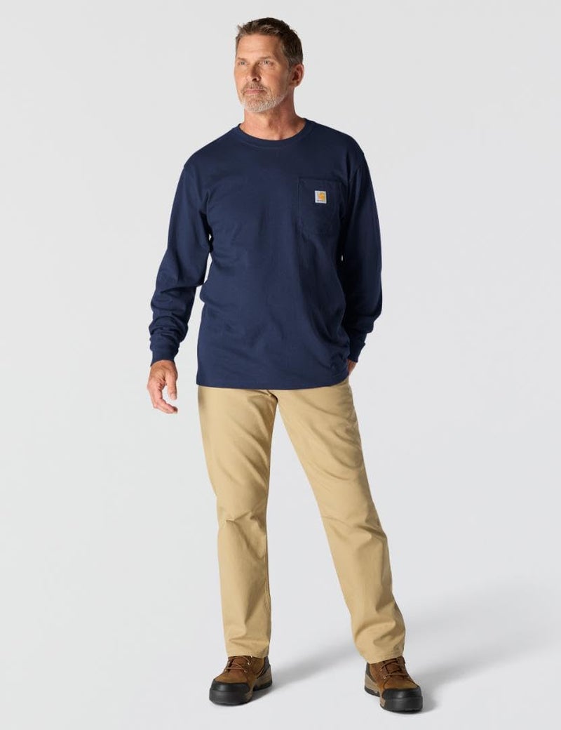 carhartt تي شيرت كار هارت للرجال بقصة فضفاضة وأكمام طويلة بوزن ثقيل مع جيب - Image 5