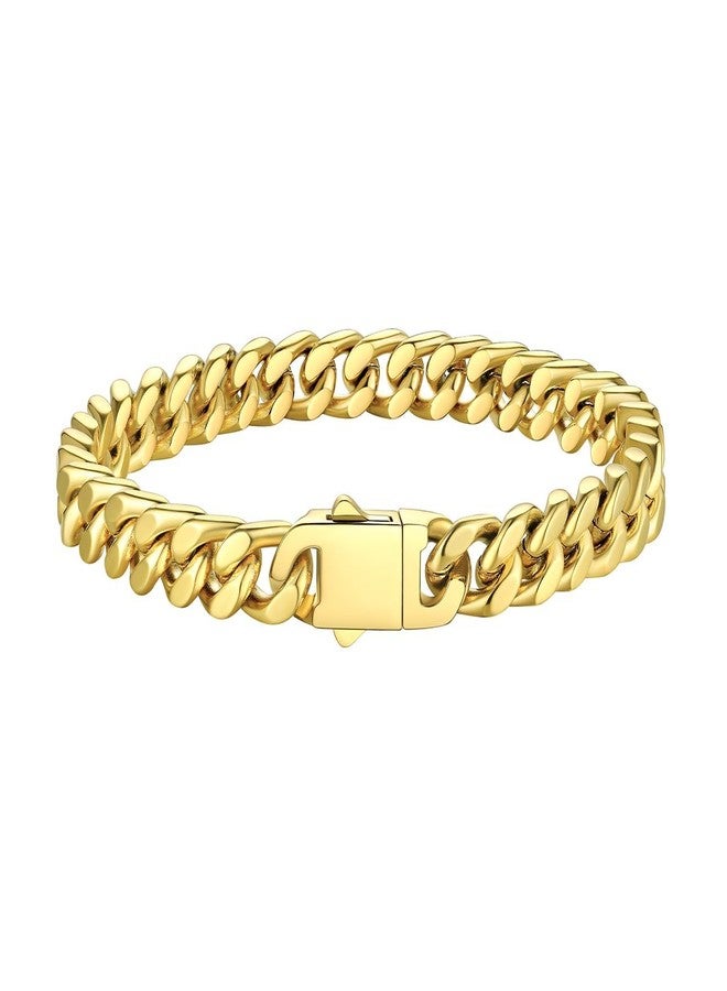 Bestyle Solid Gold Miami Cuban Link Chain Bracelets for Men, Gold Bracelets for Men, Hand Chain Bracelet for Men Boys Women, Hip-Hop & Cool Men’s Bracelet, 18K Gold Filled, 7mm 21cm/8.3Inch - Image 1