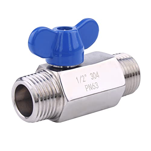 DERNORD Stainless Steel Ball Valve - 1/2 Inch NPT Thread Male Small Mini Ball Valve (1/2" Male&Male) - Image 1