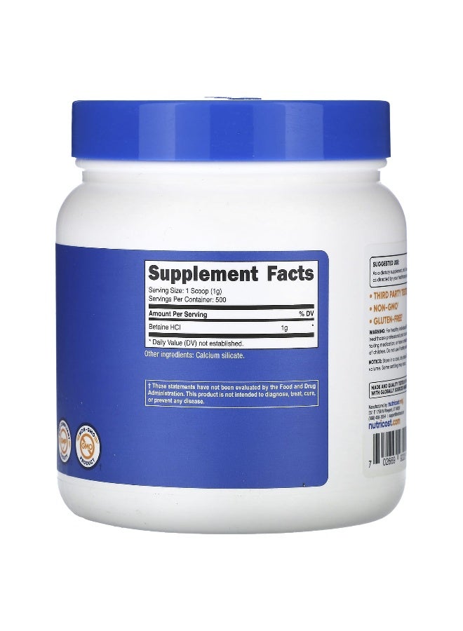 Nutricost, Betaine HCI, Unflavored, 18.1 oz (507 g) (Packaging may vary) - Image 2