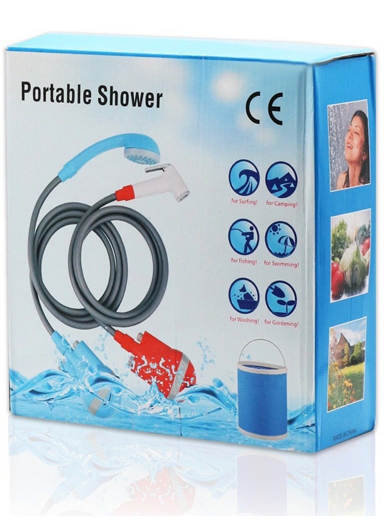 “Camping Shower, Shower Head Holder Blue, Portable Shower Electric Shower Camping Shower With Shower Head Shut Off Valve, Shower Head Blue, Handheld Electric Shower “  - Image 2
