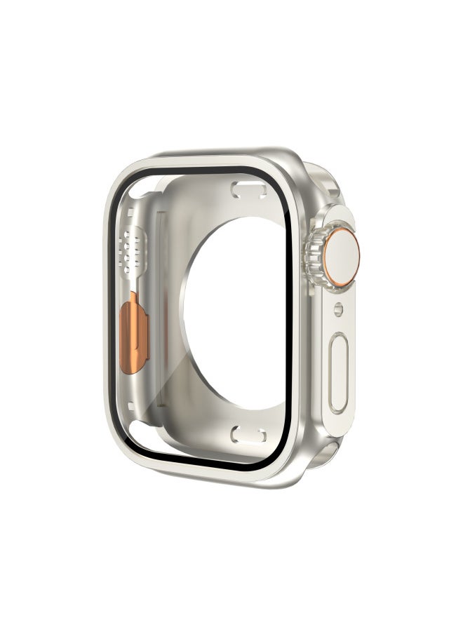 Generic - Suitable For Apple Watch Case Change Second Generation Ultra Shell Film Integrated 360 All-inclusive Protective Shell-Color:Starlight + Orange-Appearance Size:S10-46mm (with Pearlescent Bag Packaging) - Image 1