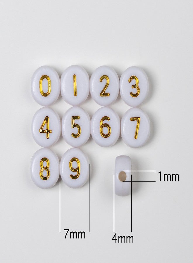 Melius 500Pcs Acrylic Number Beads for Jewelry Making, DIY Necklaces, Key Chains, Bracelets (4x7 Round, Gold) - Image 2