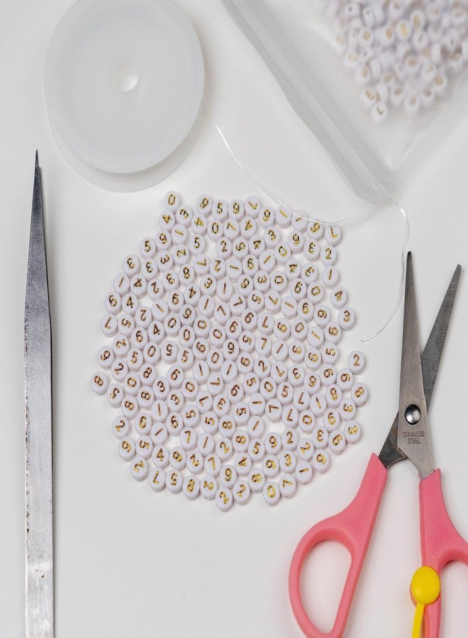 Melius 500Pcs Acrylic Number Beads for Jewelry Making, DIY Necklaces, Key Chains, Bracelets (4x7 Round, Gold) - Image 5