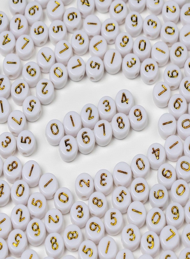 Melius 500Pcs Acrylic Number Beads for Jewelry Making, DIY Necklaces, Key Chains, Bracelets (4x7 Round, Gold) - Image 1