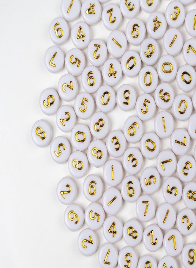 Melius 500Pcs Acrylic Number Beads for Jewelry Making, DIY Necklaces, Key Chains, Bracelets (4x7 Round, Gold) - Image 4