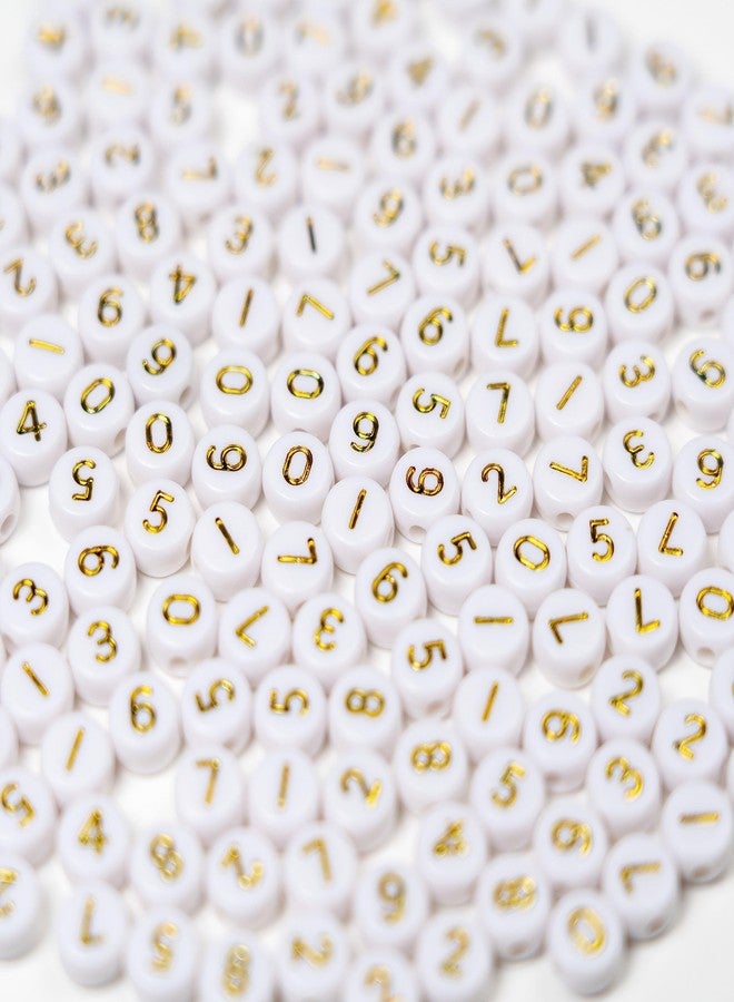 Melius 500Pcs Acrylic Number Beads for Jewelry Making, DIY Necklaces, Key Chains, Bracelets (4x7 Round, Gold) - Image 3
