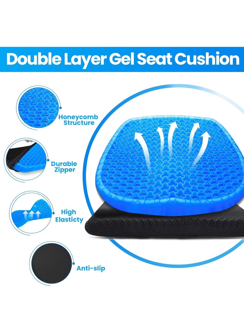 Double Layer Gel Seat Cushion, Breathable Honeycomb Chair Cushion, Large 42 × 47 × 4.5 cm for Office, Car and Home Seating - Image 2