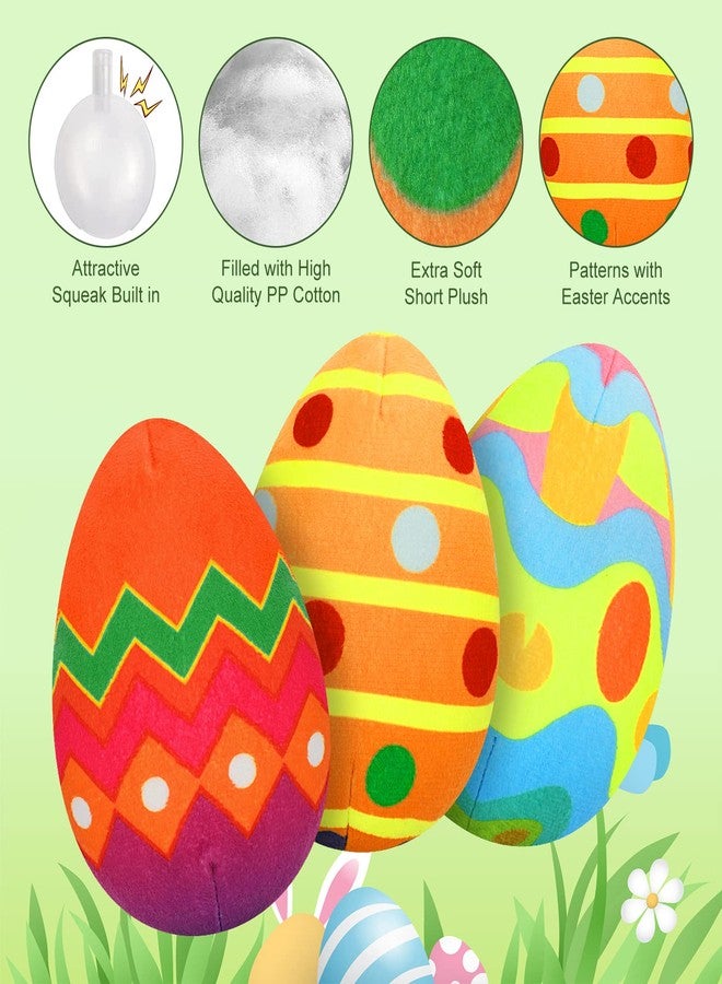 Rypet 3 Pack Easter Toys for Dogs Stuffed Dog Toys Egg Squeaker Plush Pet Toy Puppy Chew Toys Easter Gift for Small Medium Dogs - Image 3