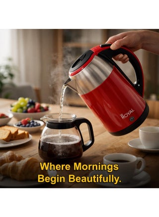 Electric Kettle Plastic Housing with Inner Stainless Steel, Dual Sensor & Over Heat Protection, 1.8 L 1500 W RA-EK1864 Red & Silver - view 5