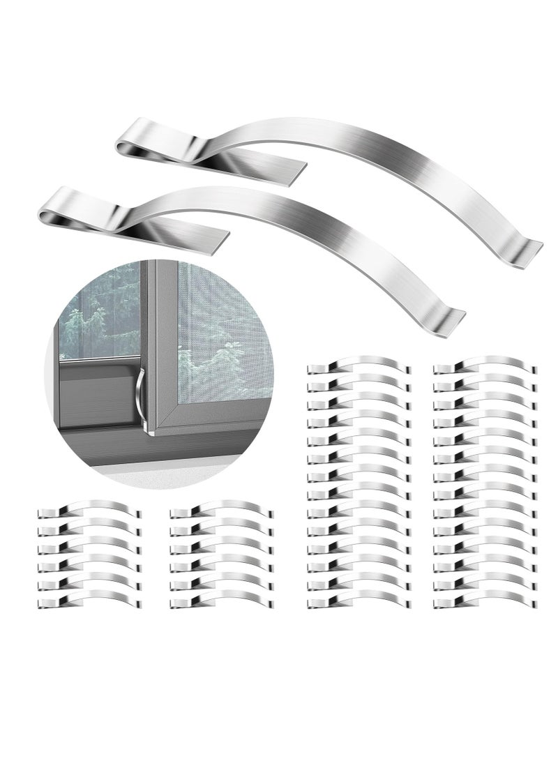 Excefore Corner Mount Flat Window Spring, 60 Pcs Corner Mount Flat Window Spring Stainless Steel Window Screen Clips, Holds Window Screens Into Sliding Aluminum Channels  - Image 1