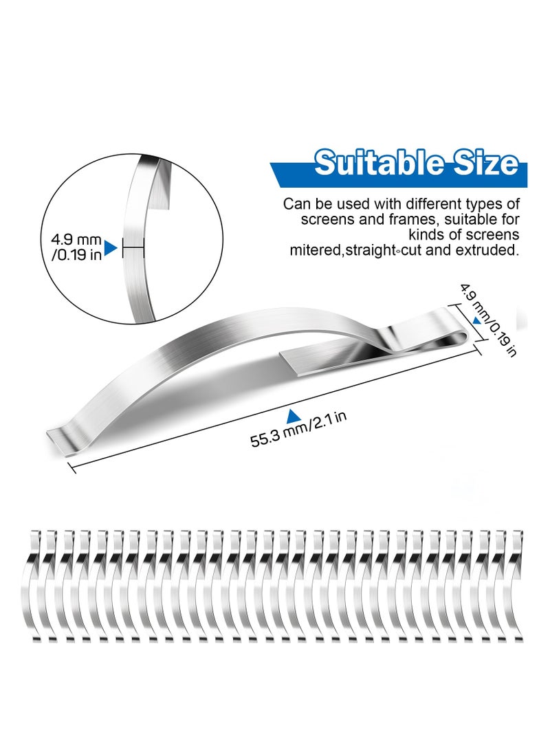 Excefore Corner Mount Flat Window Spring, 60 Pcs Corner Mount Flat Window Spring Stainless Steel Window Screen Clips, Holds Window Screens Into Sliding Aluminum Channels  - Image 3