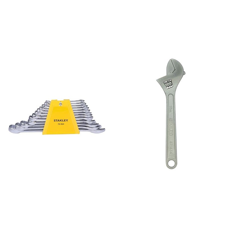 Stanley STANLEY 70964E 12Piece Chrome Vanadium Steel Combination Spanner Set with MaxiDrive System Anti  - Image 1
