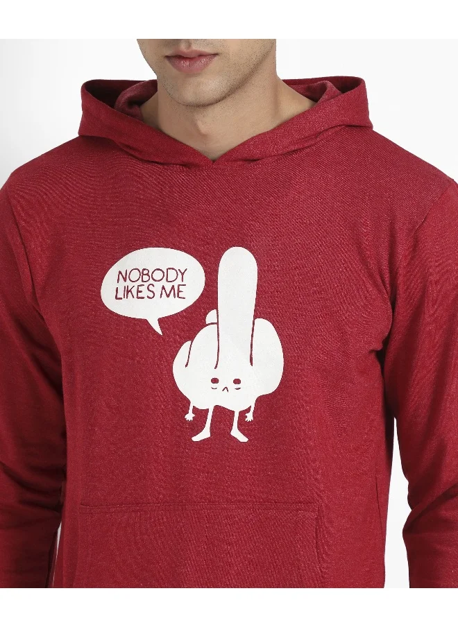 Campus Sutra Men's Red Dare To Be Different Hoodie With Kangaroo Pocket