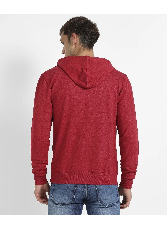 Campus Sutra Men's Red Dare To Be Different Hoodie With Kangaroo Pocket