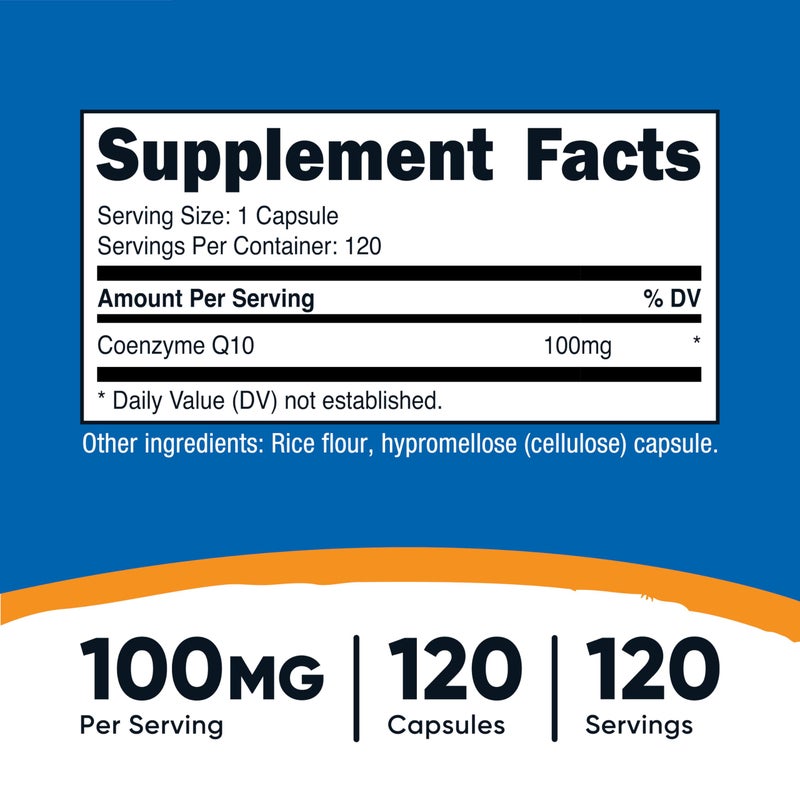 Nutricost CoQ10 100mg, 120 Vegetarian Capsules, 120 Servings - High Absorption, Vegetarian, Non-GMO, Coenzyme Q10 - Image 2