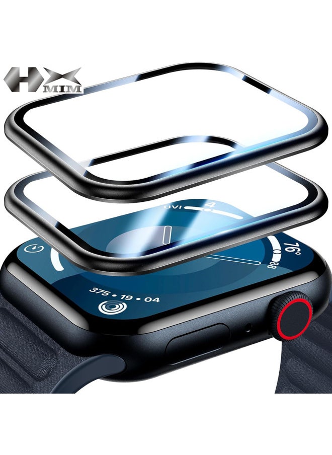 Generic - Applicable For Apple Watch 10/9 Frame Tempered Glass Film Apple Watch Protective Film IWatch Curved Mask-Color:2#Black + Film Artifact + Packaging-Size:44mm - Image 1