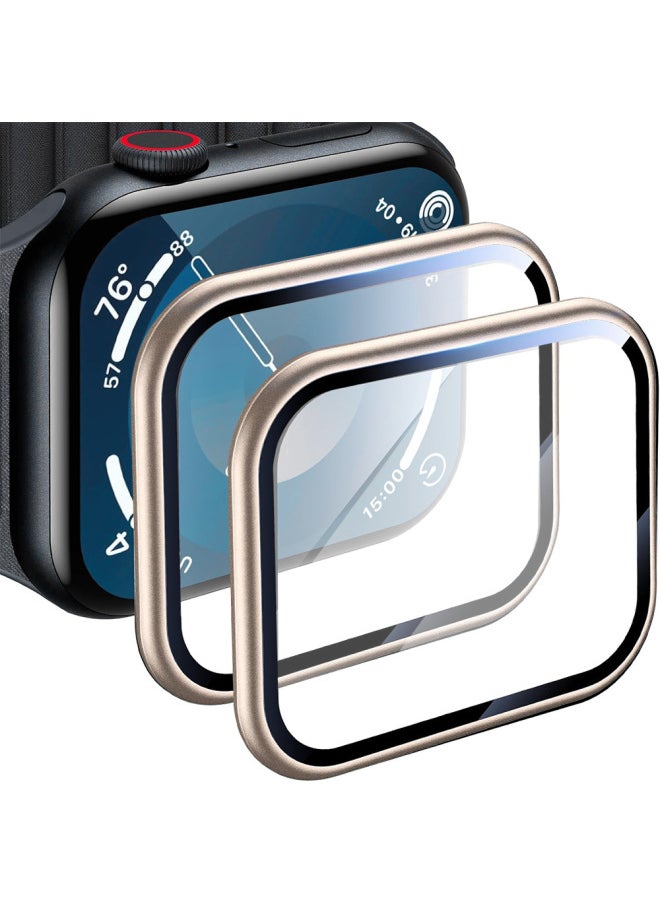 Generic - Applicable For Apple Watch 10/9 Frame Tempered Glass Film Apple Watch Protective Film IWatch Curved Mask-Color:2#Black + Film Artifact + Packaging-Size:44mm - Image 1