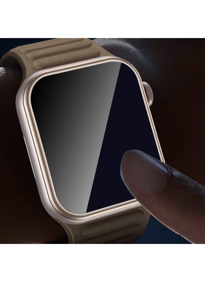 Generic - Applicable For Apple Watch 10/9 Frame Tempered Glass Film Apple Watch Protective Film IWatch Curved Mask-Color:2#Black + Film Artifact + Packaging-Size:44mm - Image 1