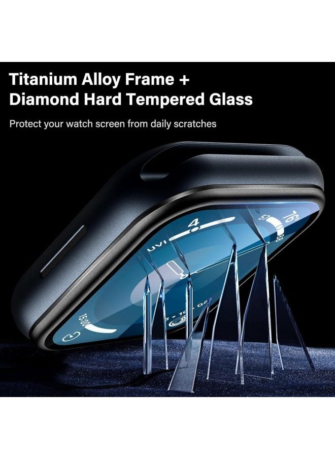 Generic - Applicable For Apple Watch 10/9 Frame Tempered Glass Film Apple Watch Protective Film IWatch Curved Mask-Color:2#Black + Film Artifact + Packaging-Size:44mm - Image 1