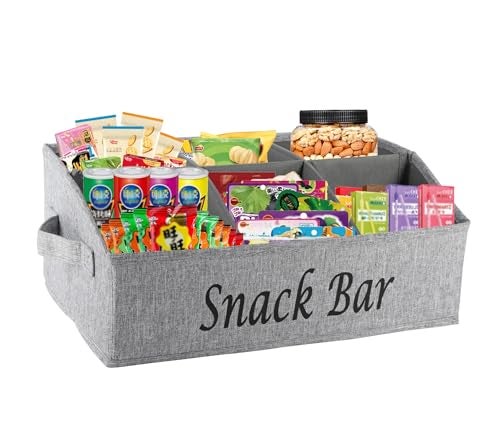Xbopetda Snack Organizer for Countertop Fabric Snack Container with Handles 6 Compartment Snack Box Bin Snack Basket Snack Bar Station Decor Kitchen Cabinet Pantry Organizer and Storage - Image 1