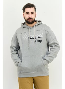 KANGOL Men Hooded Embroidered Logo Long Sleeves Sweatshirt, Grey  - Image 1