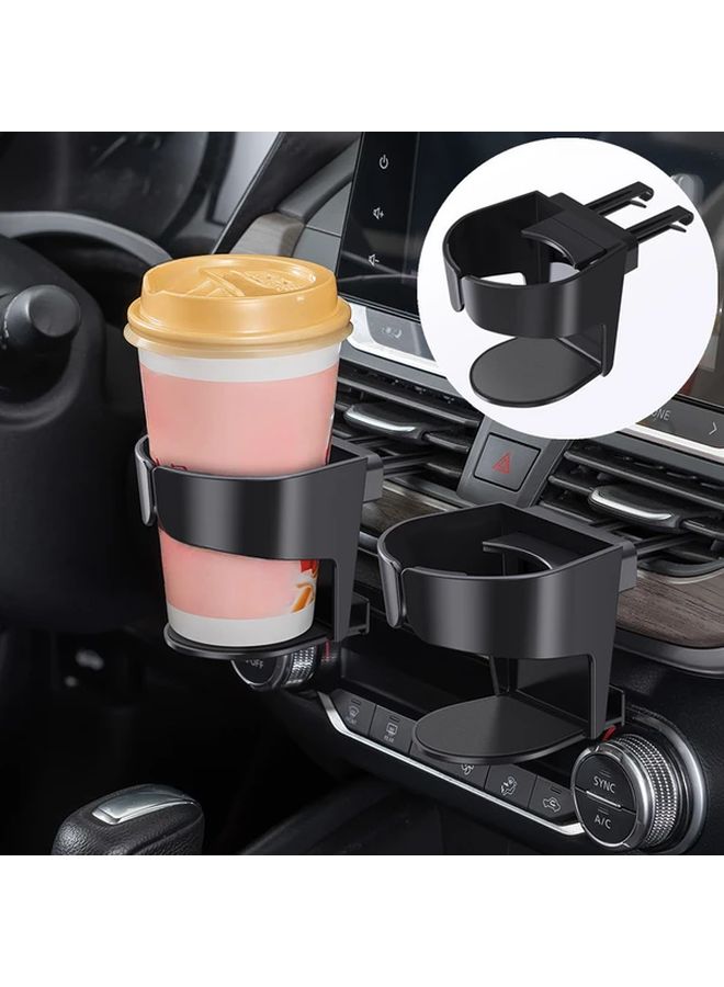 2pcs Black Universal Car Vent Cup Holder Portable Beverage Can Bottle Clip - Image 1