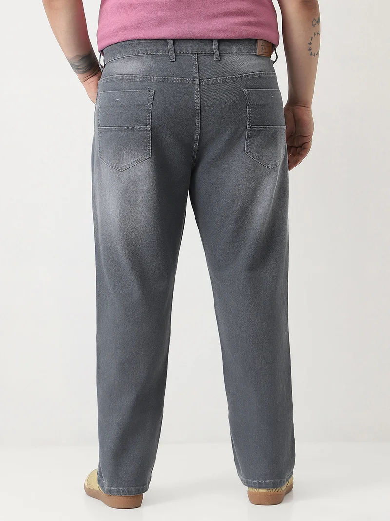 Urbano Fashion  Urbano Plus Men's Grey Straight Fit Washed Jeans Stretchable  | Best Price UAE